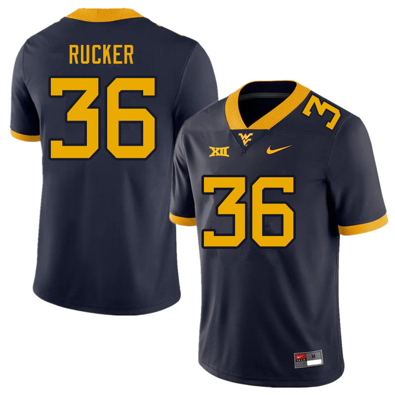 Men #36 Markquan Rucker West Virginia Mountaineers College Football Jerseys Sale-Navy